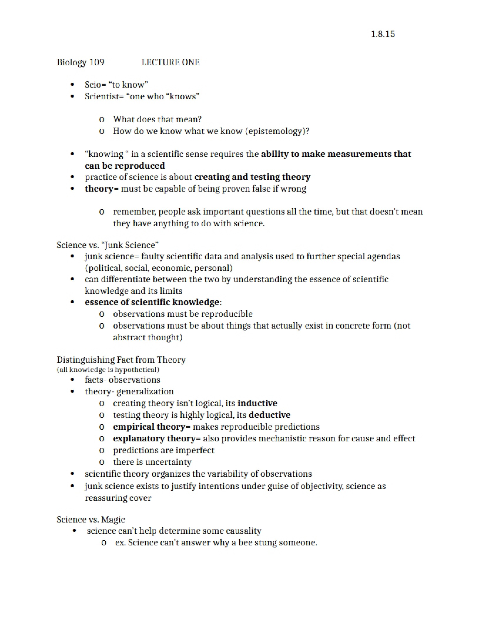 Lecture One Notes