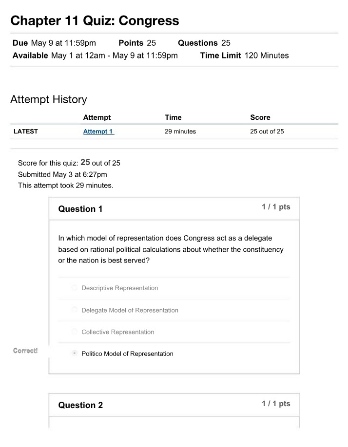 Congress Chapter 11 Quiz A