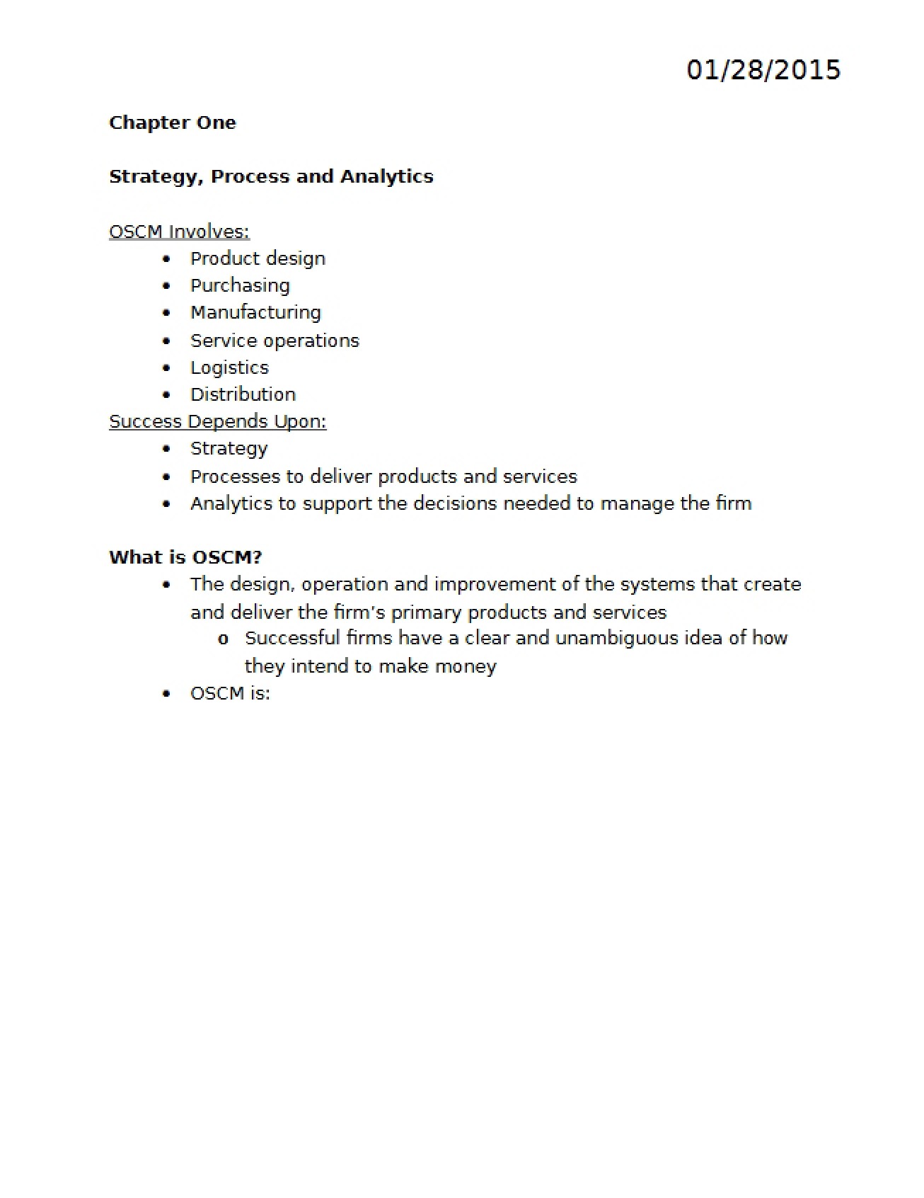 Strategy, Process, and Analytics in Operations