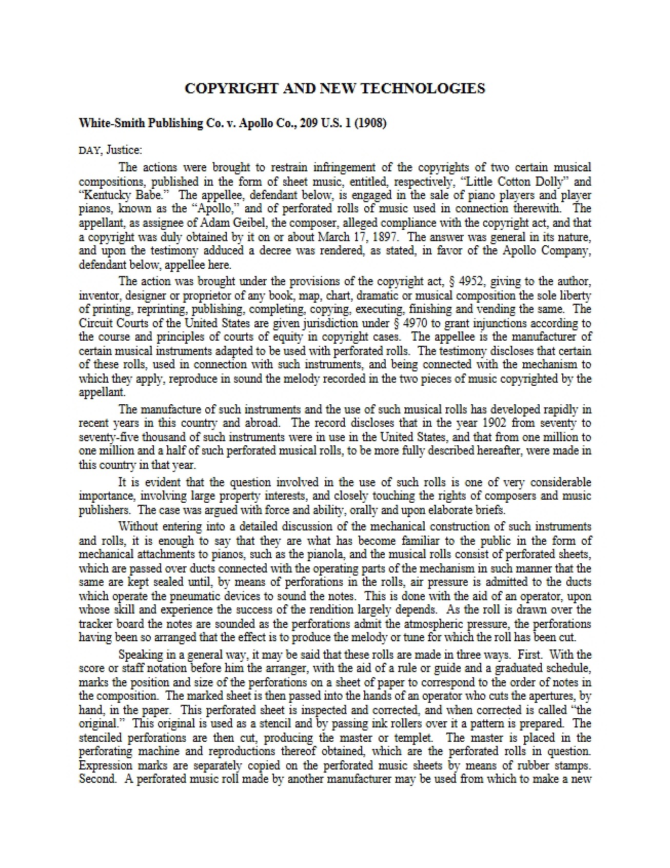 New Technologies and Copyright