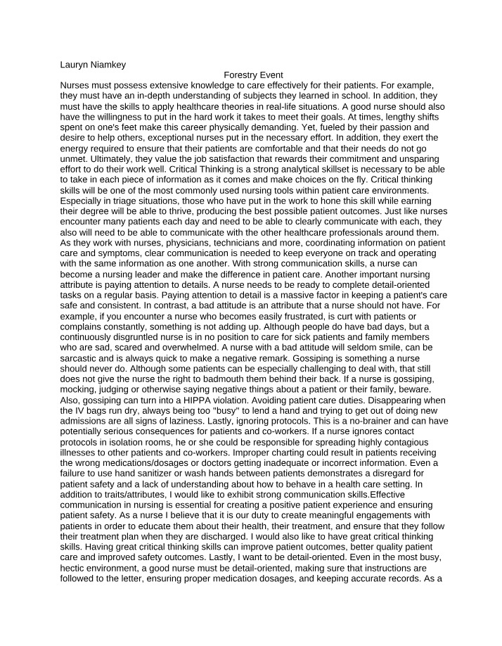 Critical Thinking - Essential Traits of Exceptional Nurses