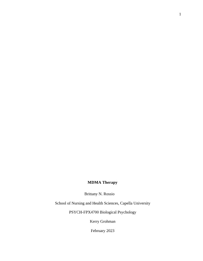 MDMA for Therapy