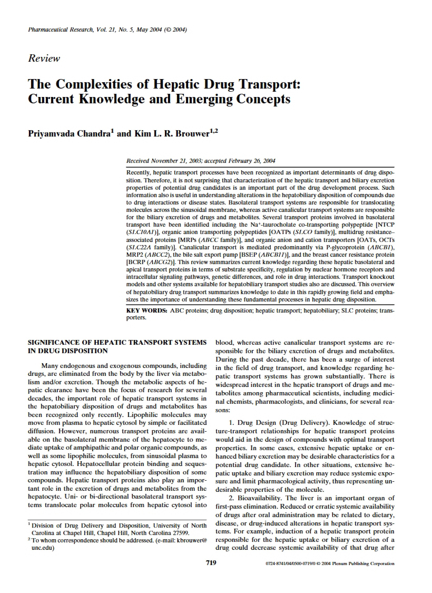 Hepatic Drug Transport Concepts and Complexities