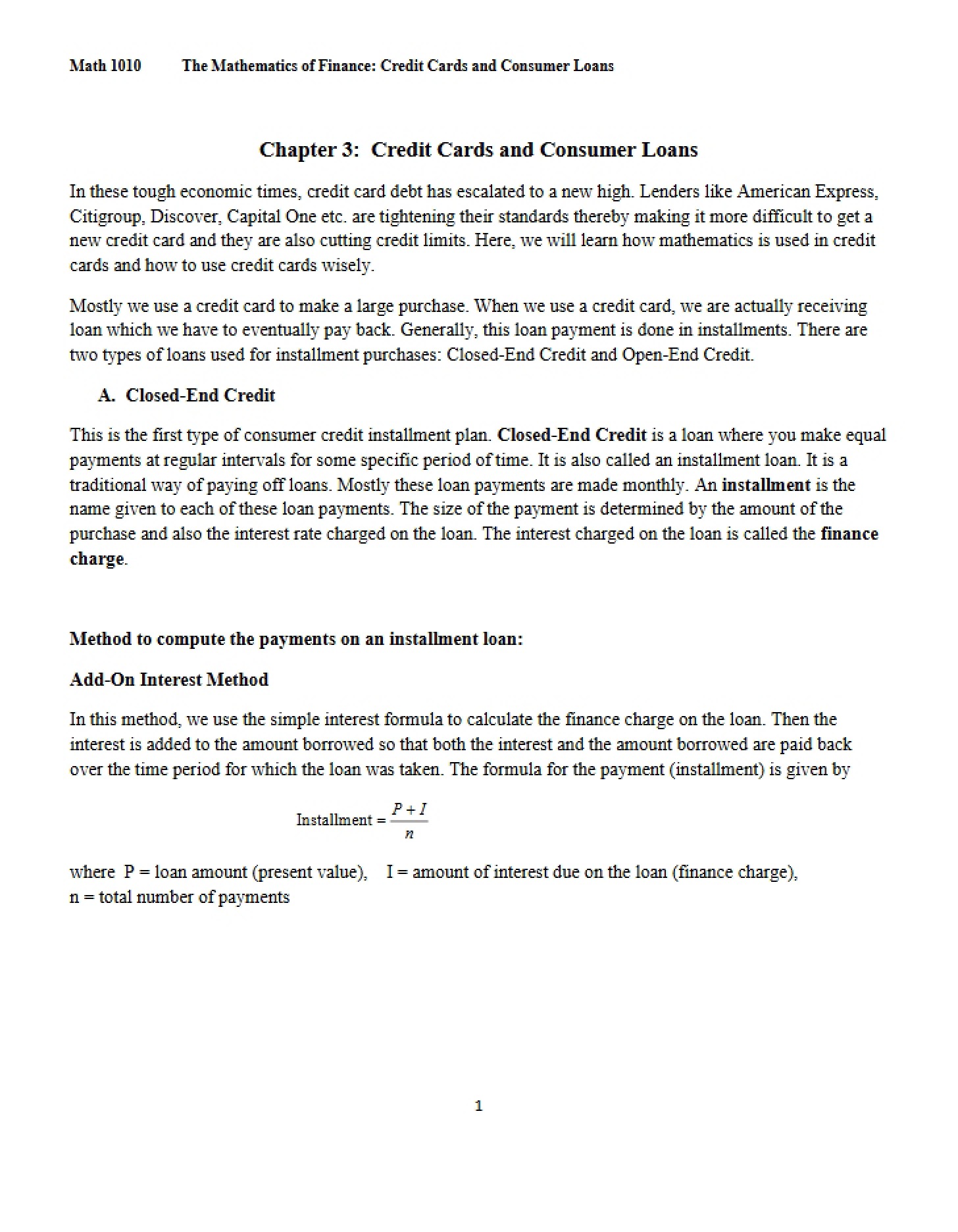 Consumer Loans vs Credit Cards