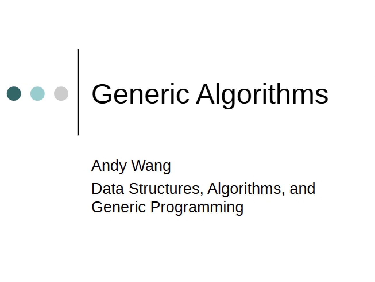 Twelfth Lecture on Generic Algorithms