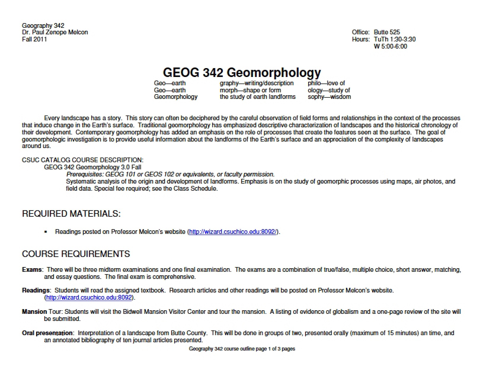 Geomorphology Syllabus