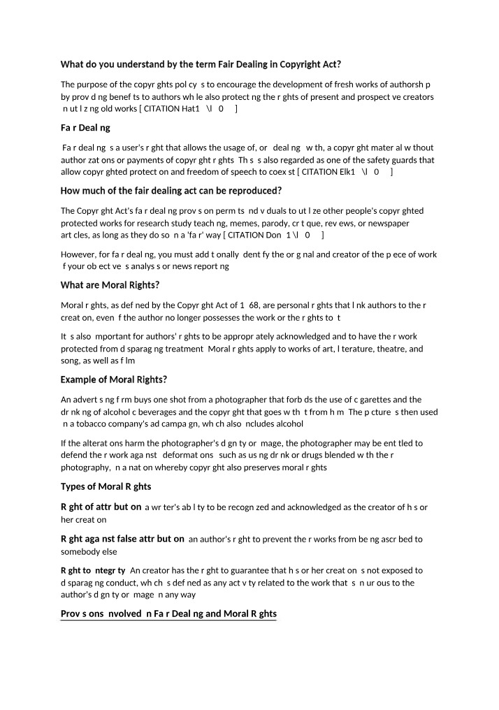 Copyright Act - Fair Dealing and Moral Rights Explained