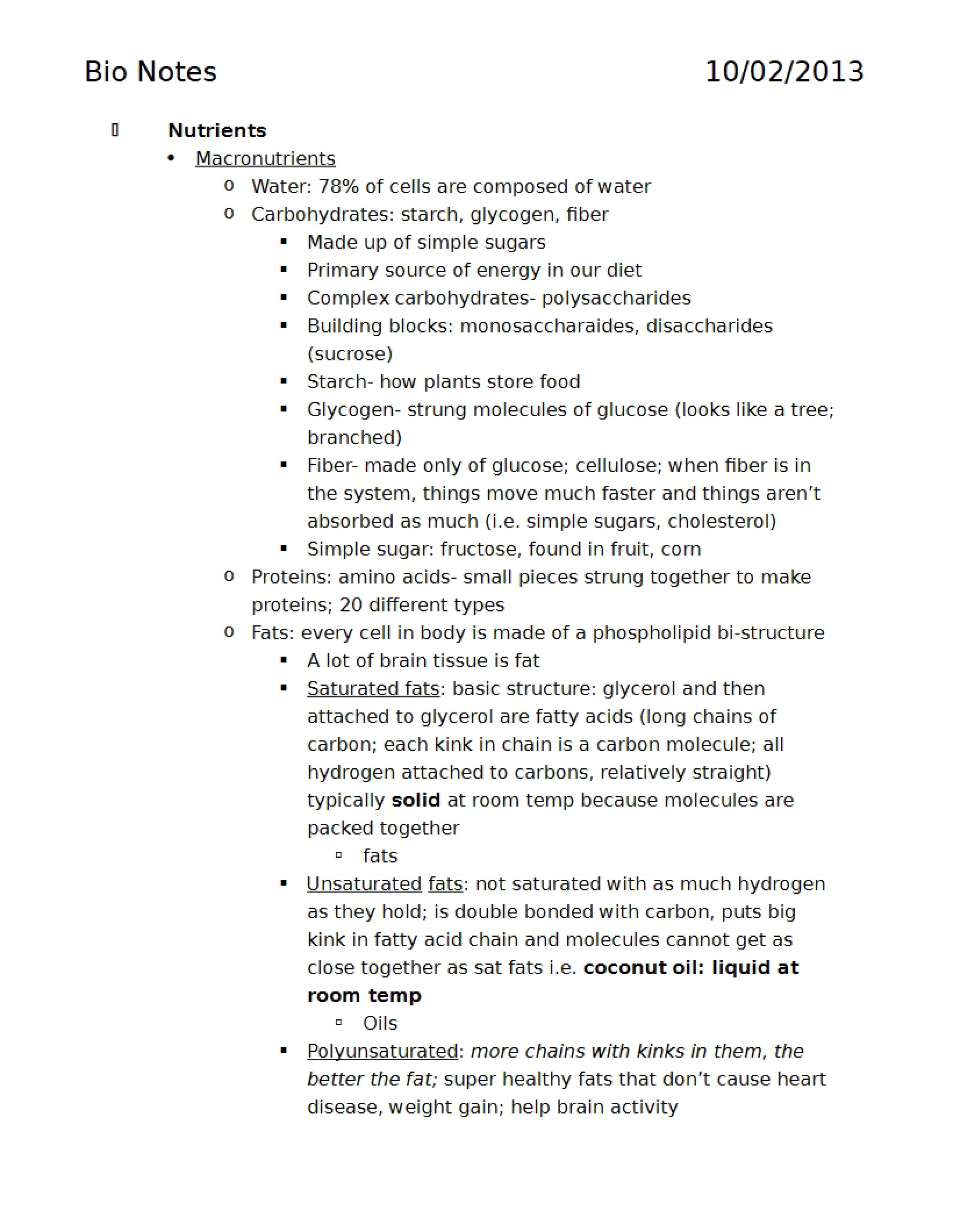 Biology Notes Oct 2