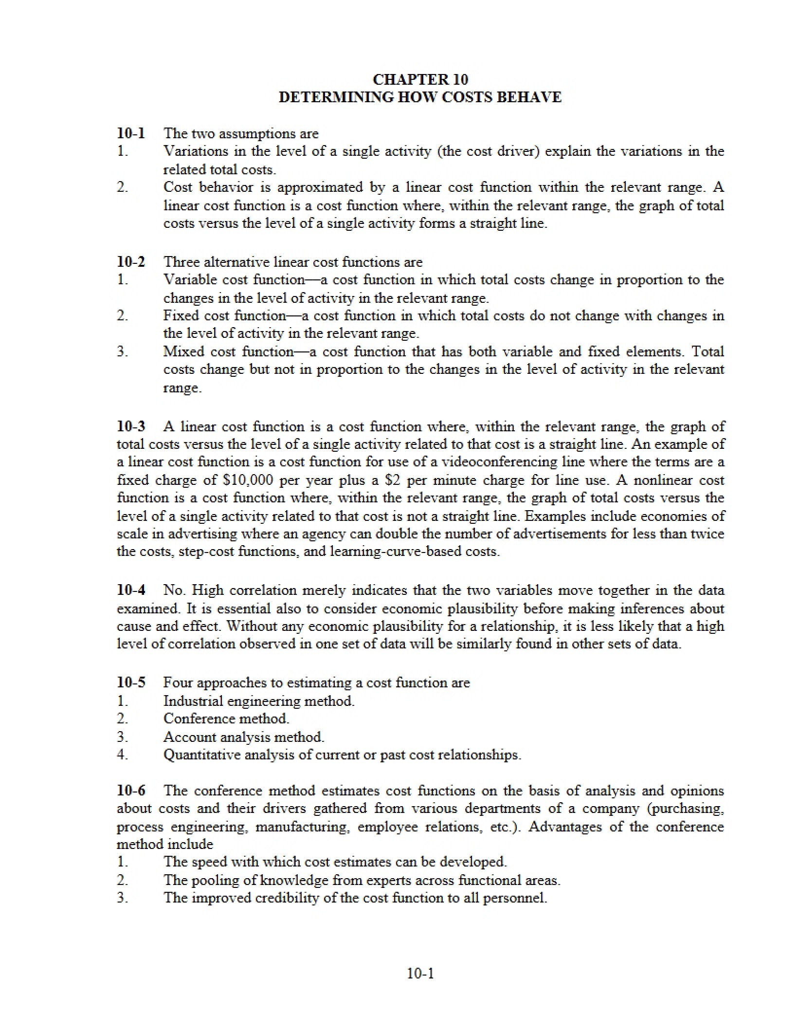 Cost Behavior Determination