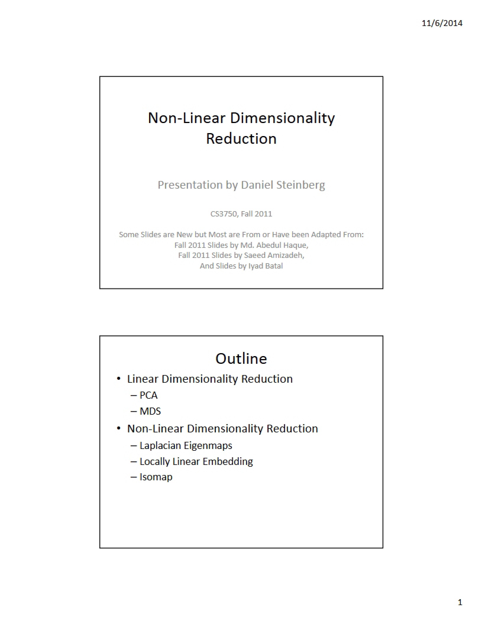 Dimensionality Reduction (Non-Linear)