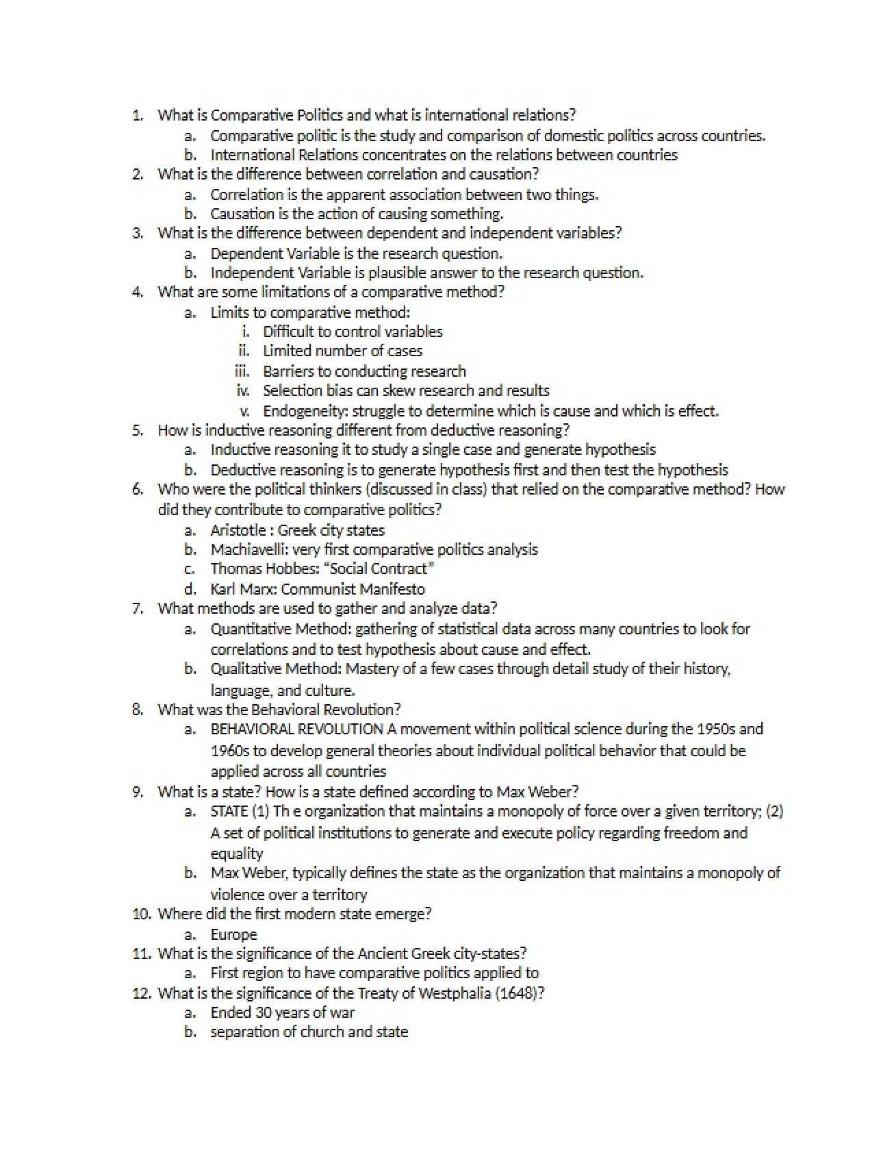 Study Guide for First Exam