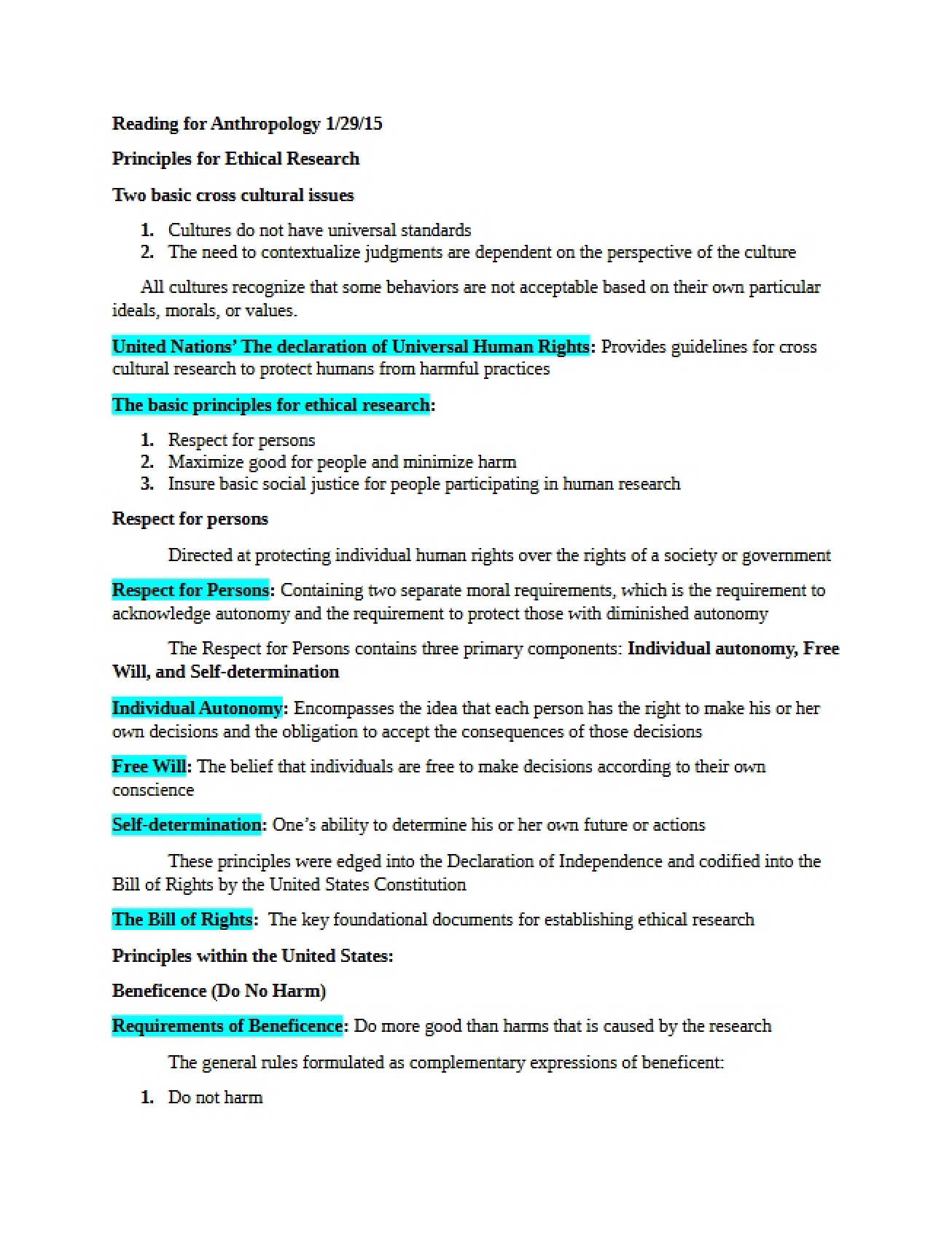 Week One Reading Assignments