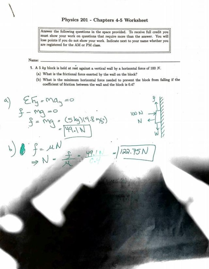 Worksheet on Frictional Forces (Chapters 4-5)