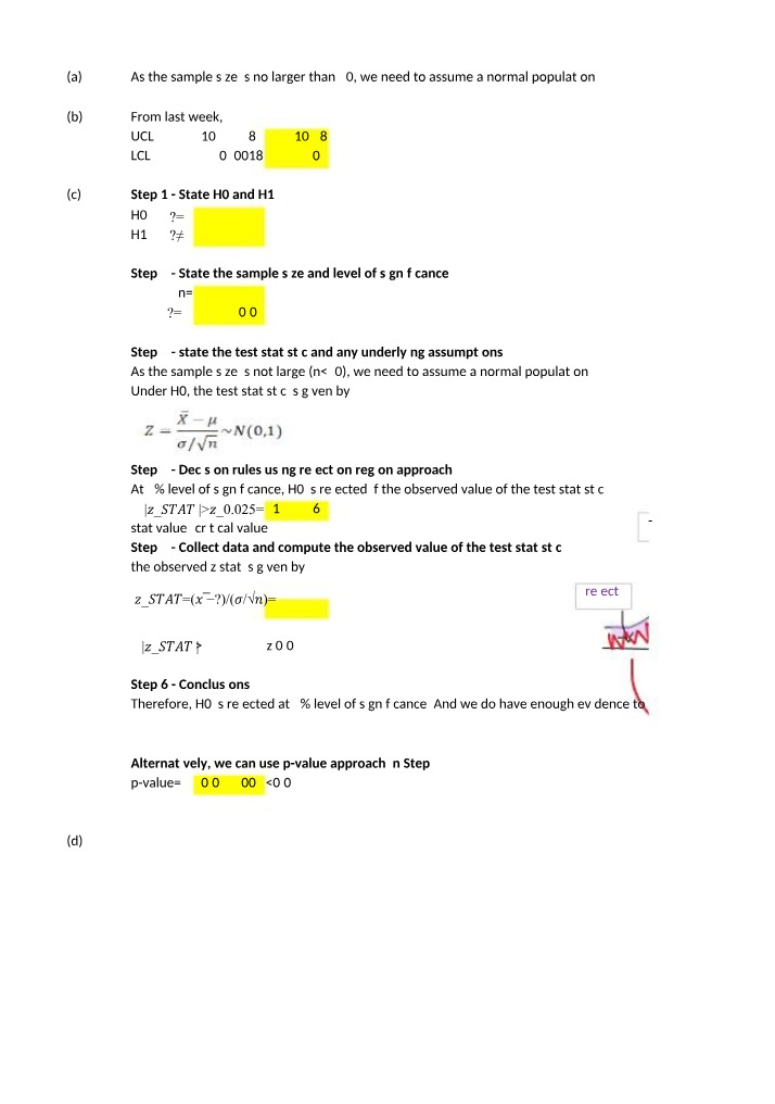 Statistical Testing Procedures and Sample Data Analysis