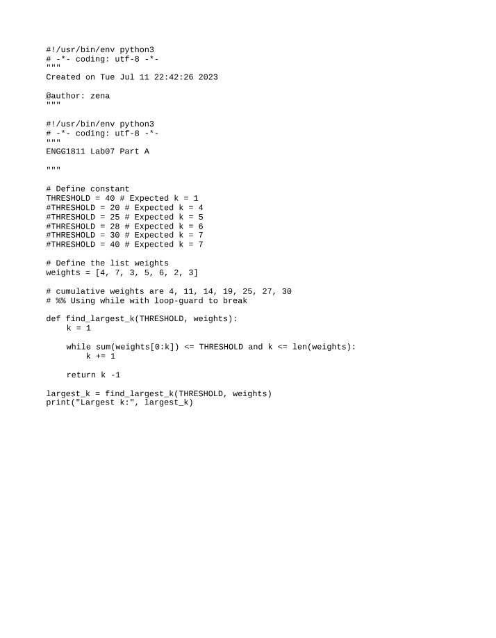 ENGG1811 Lab 07 - Part A