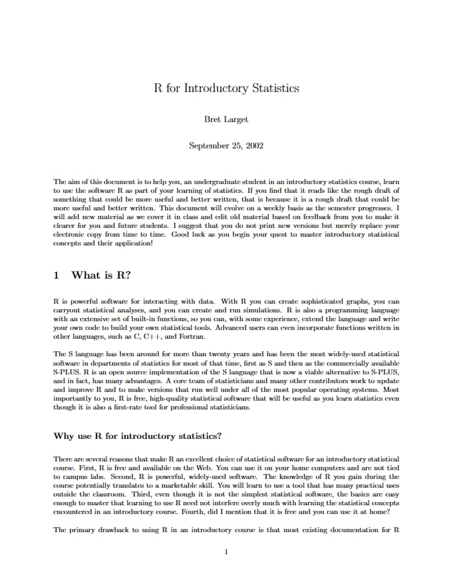 Introductory Statistics using R
