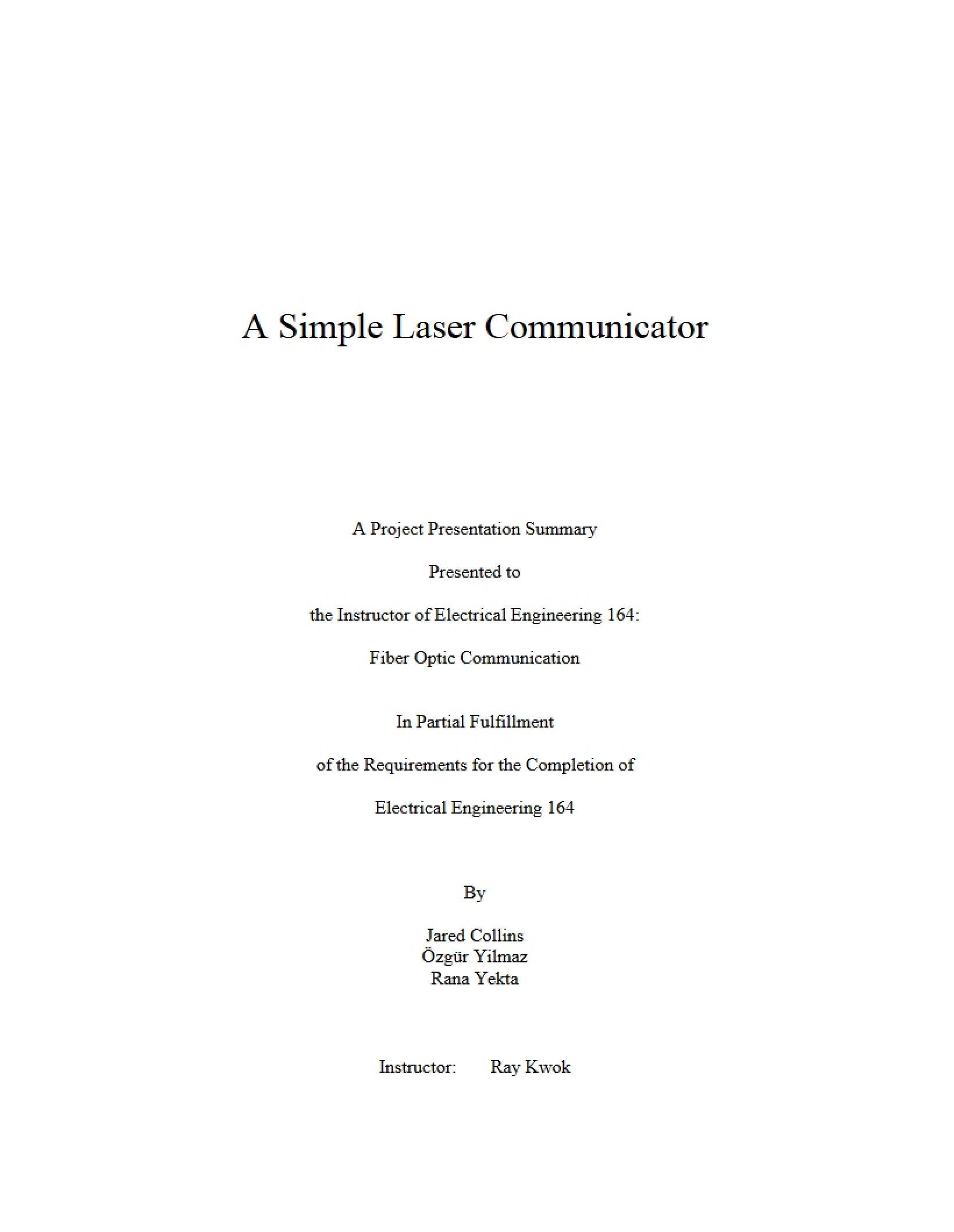 Simple Communicator using Laser