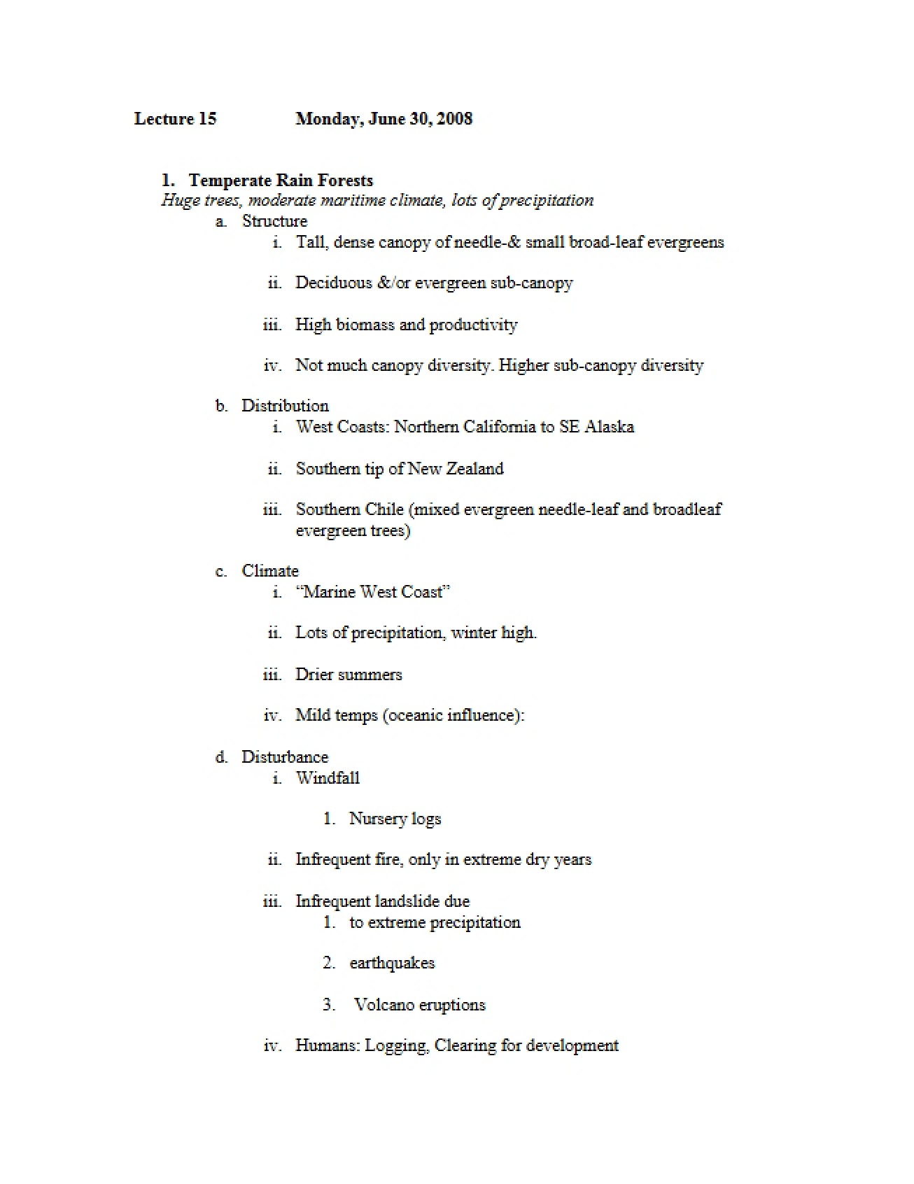 Overview of Temperate Rain Forests