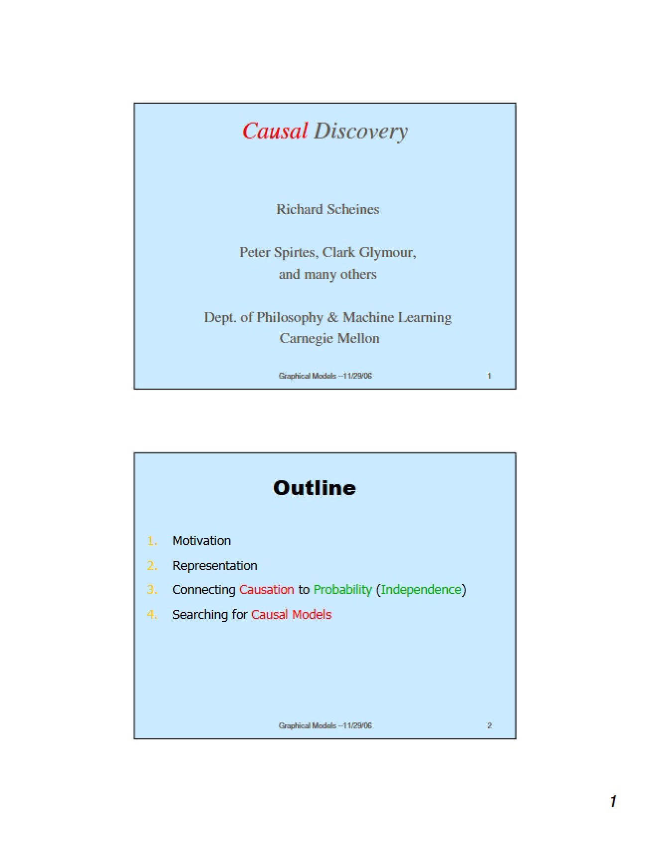 Discovery of Causality