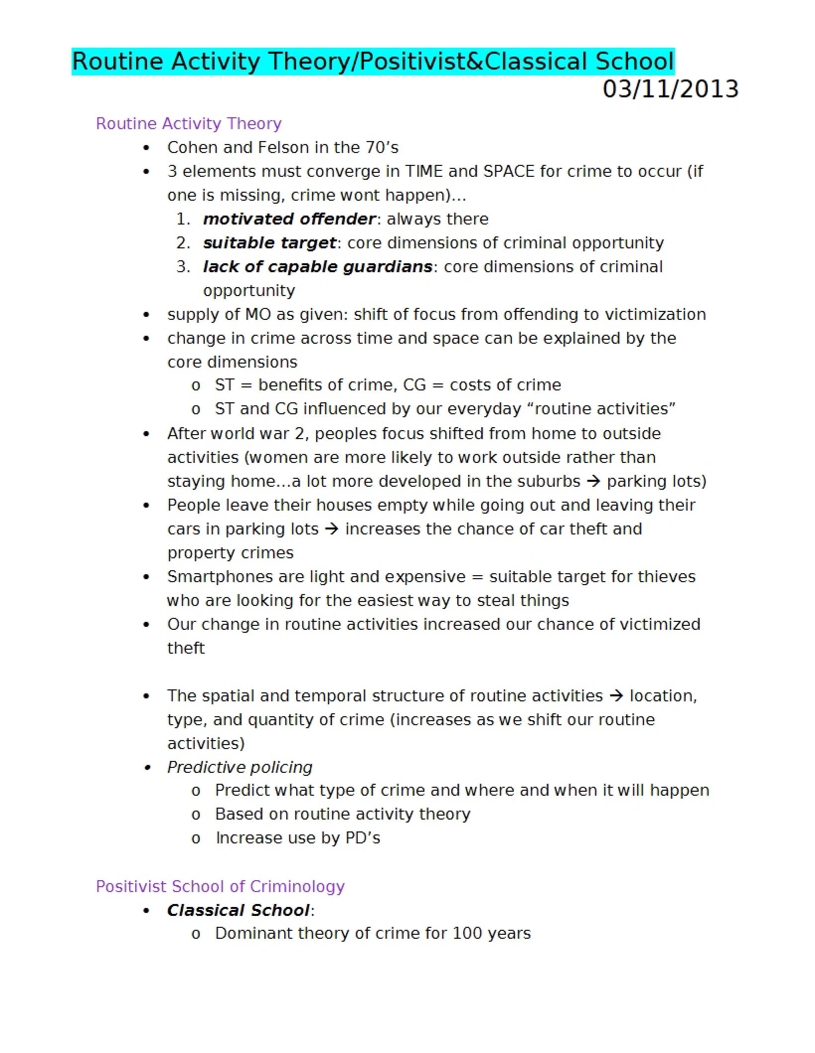 Environmental Criminology Routine Activity Framework