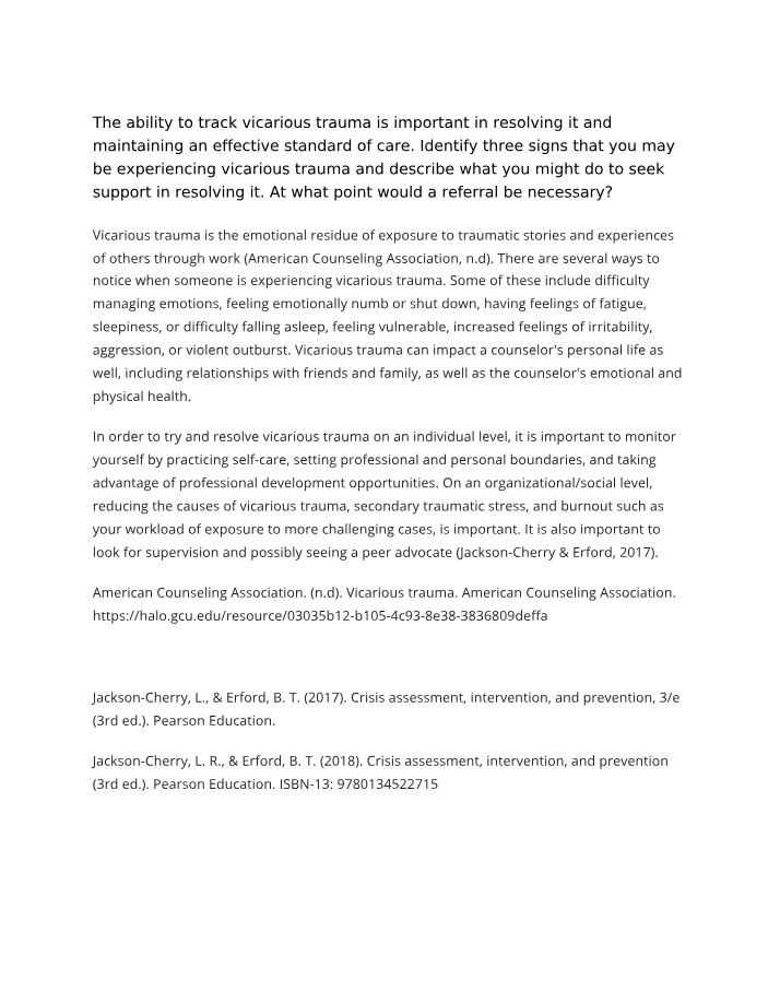 Recognizing and Addressing Vicarious Trauma