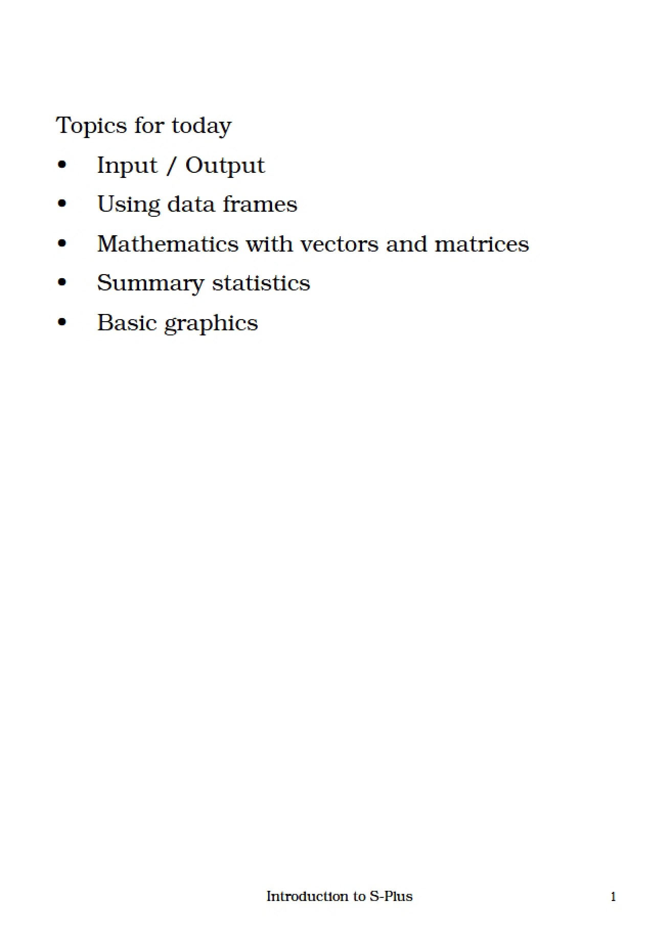 S-Plus Software Introduction