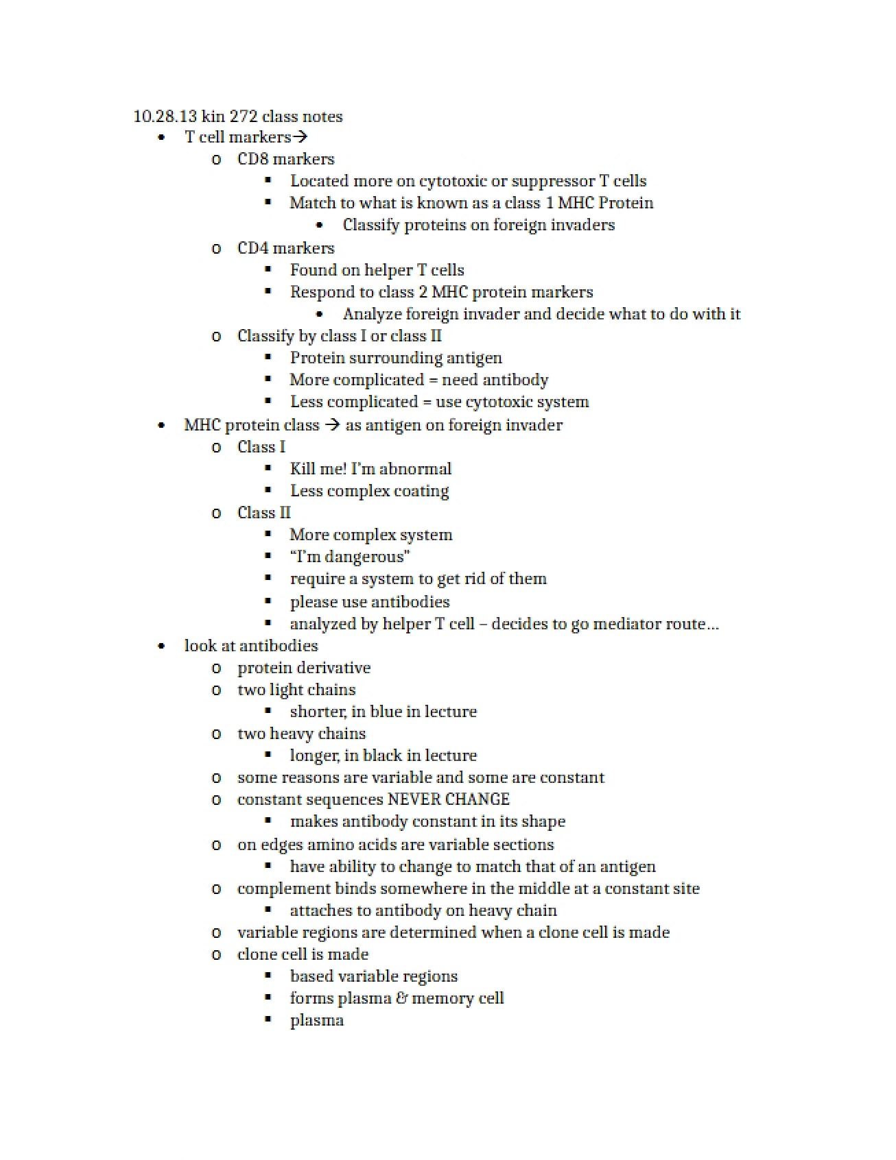 Class Notes from October 28, 2013
