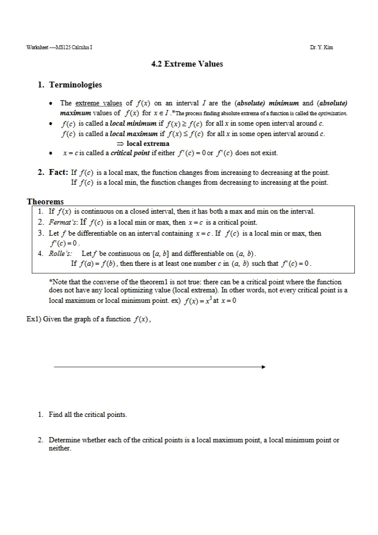Introduction to the Concept of Extreme Values