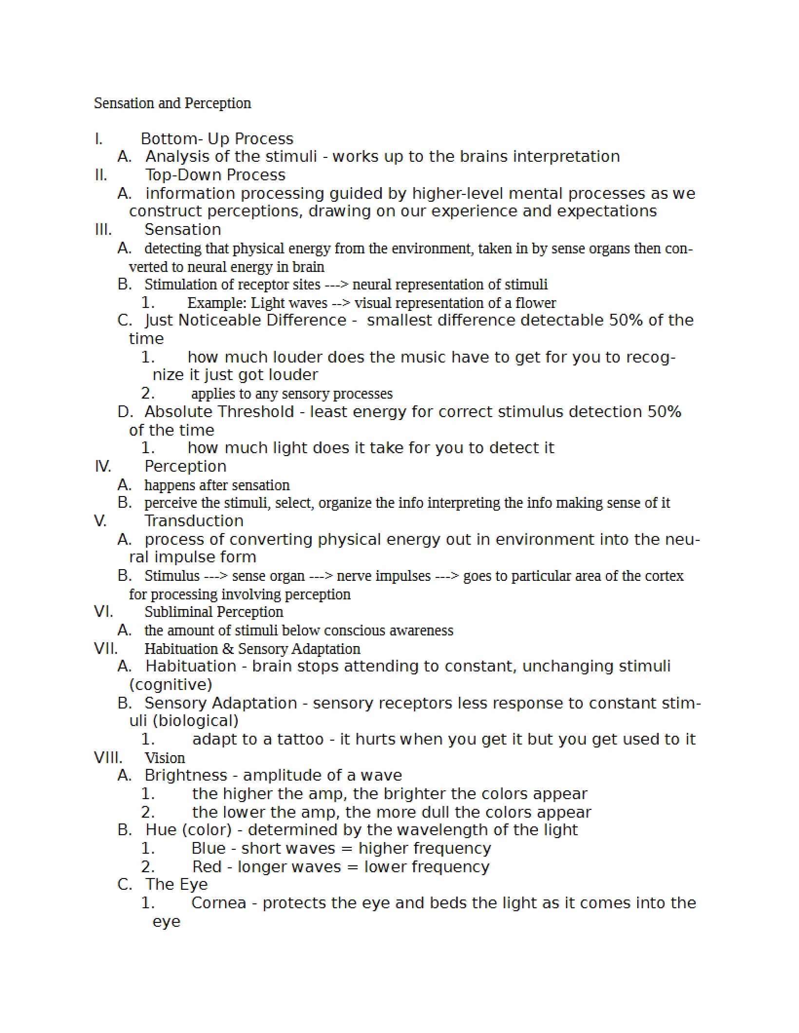 Chapter 3 Perception and Sensation
