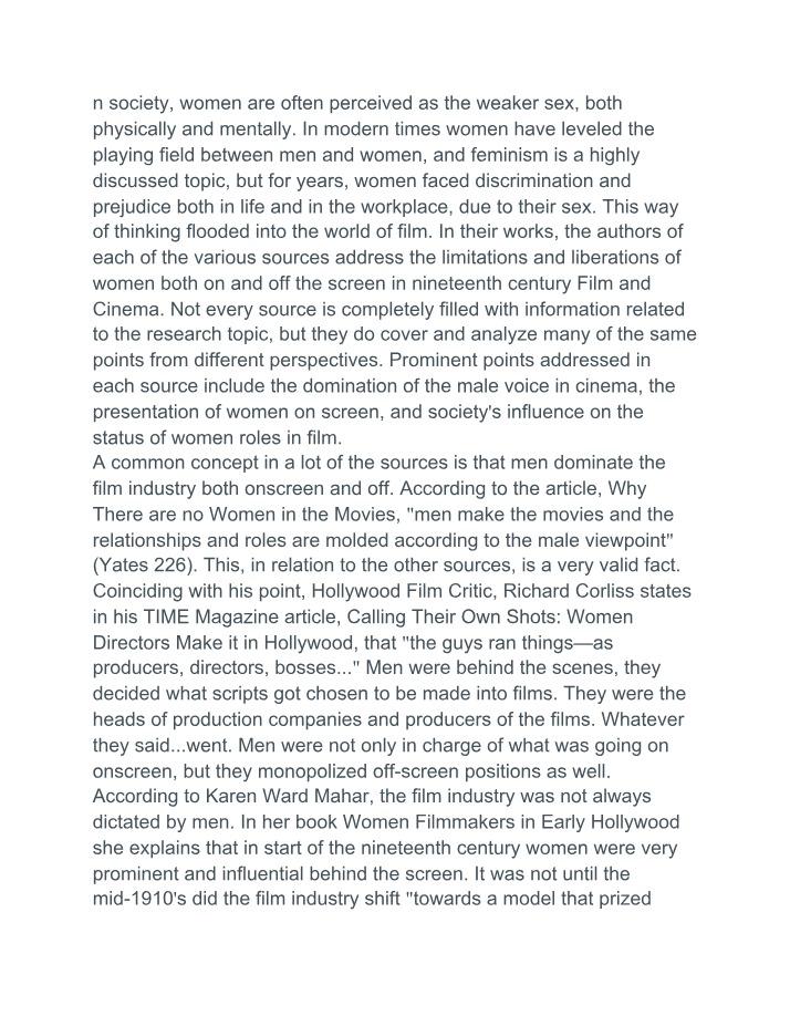 Women in 19th Century Film - Limitations and Liberation