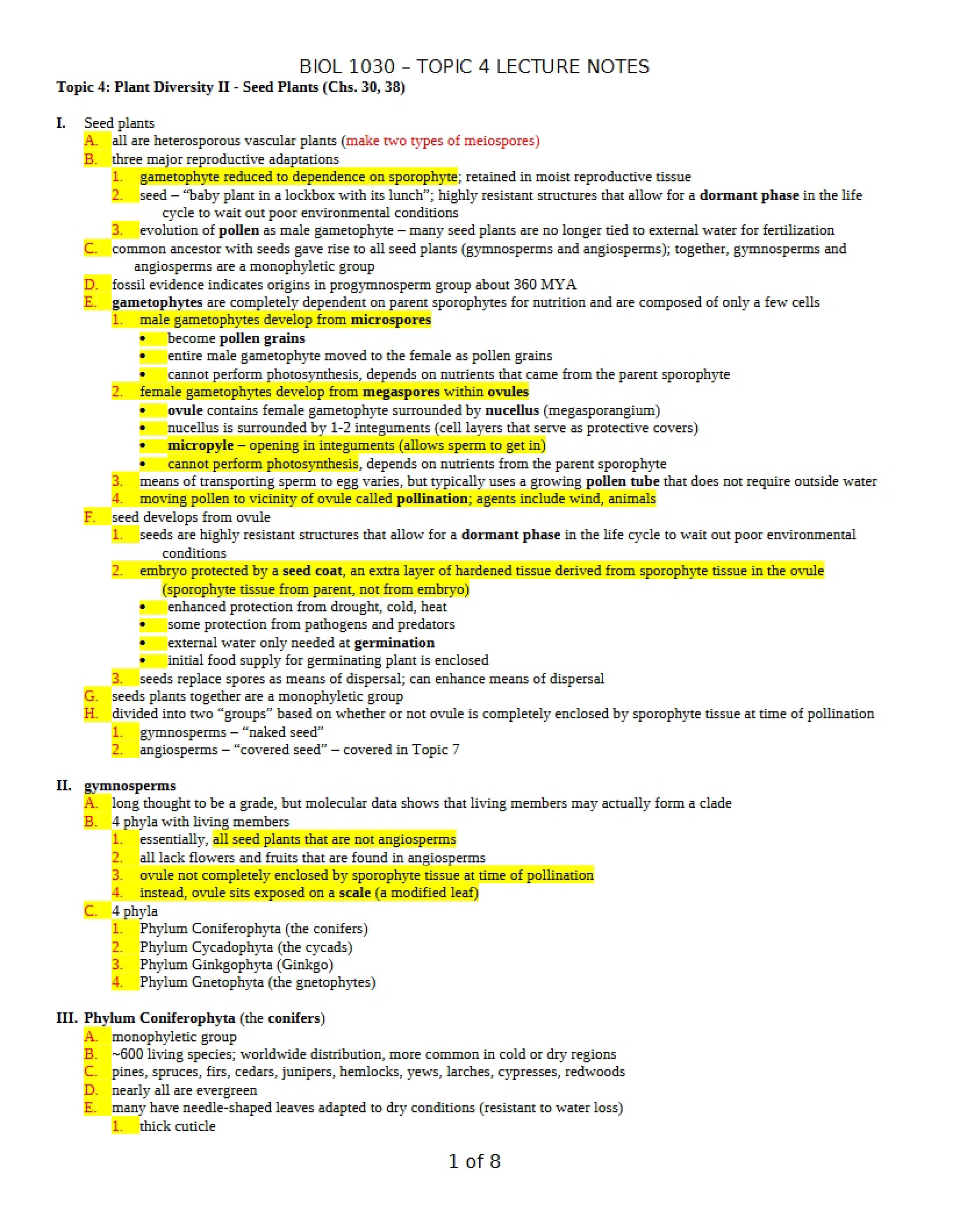 Seed Plants Plant Diversity II (Topic 4)
