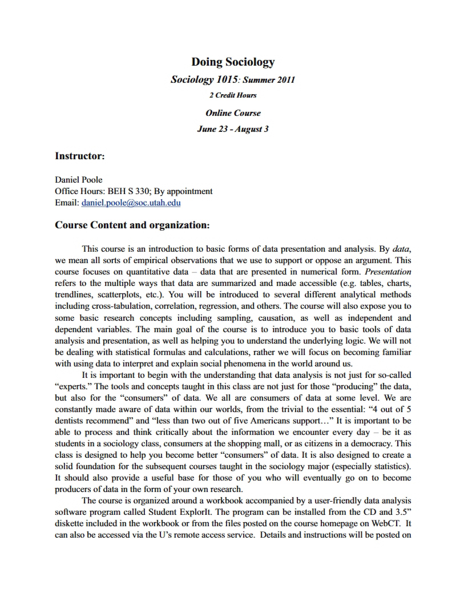 Syllabus for Doing Sociology