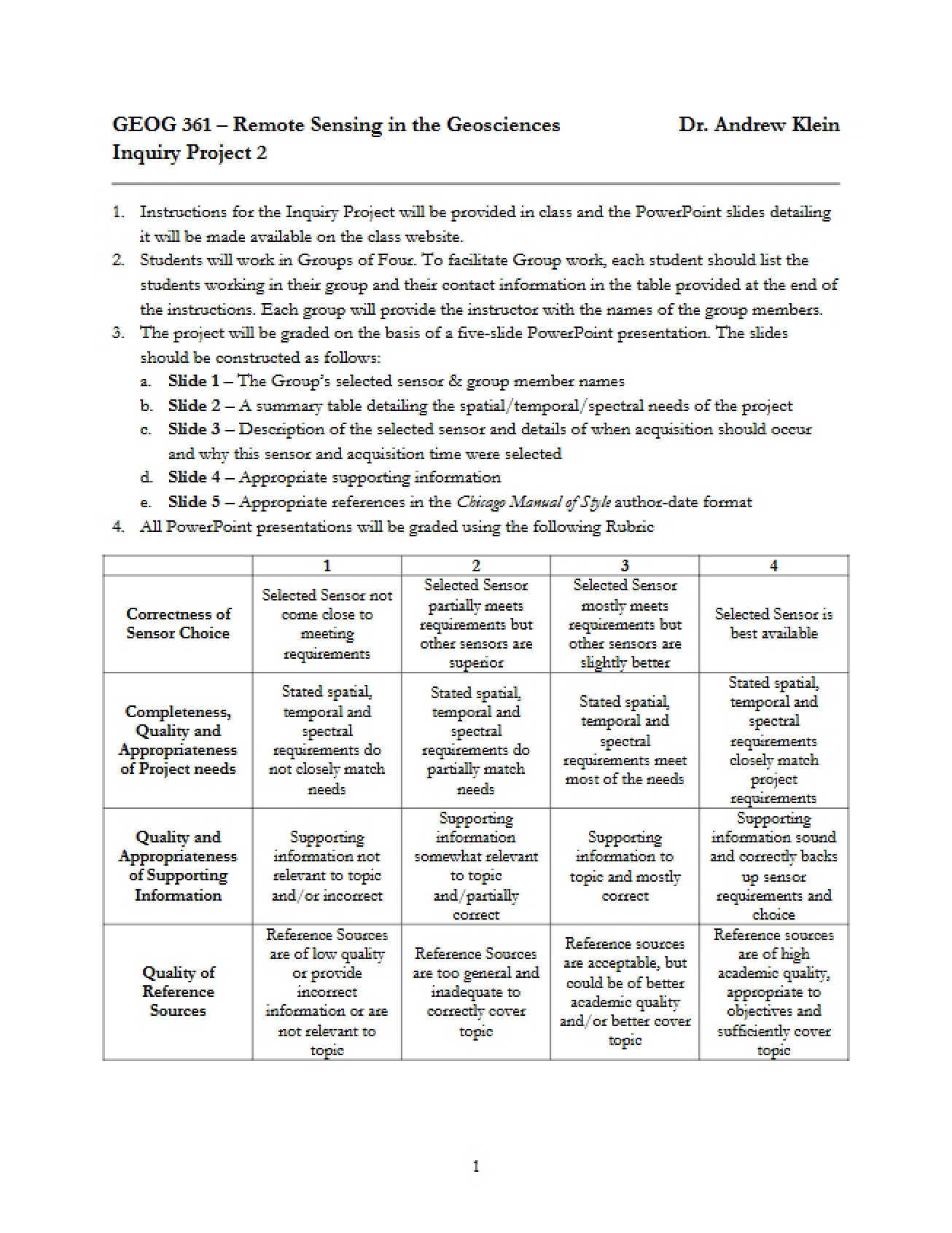 Handout for the Second Project in Remote Sensing