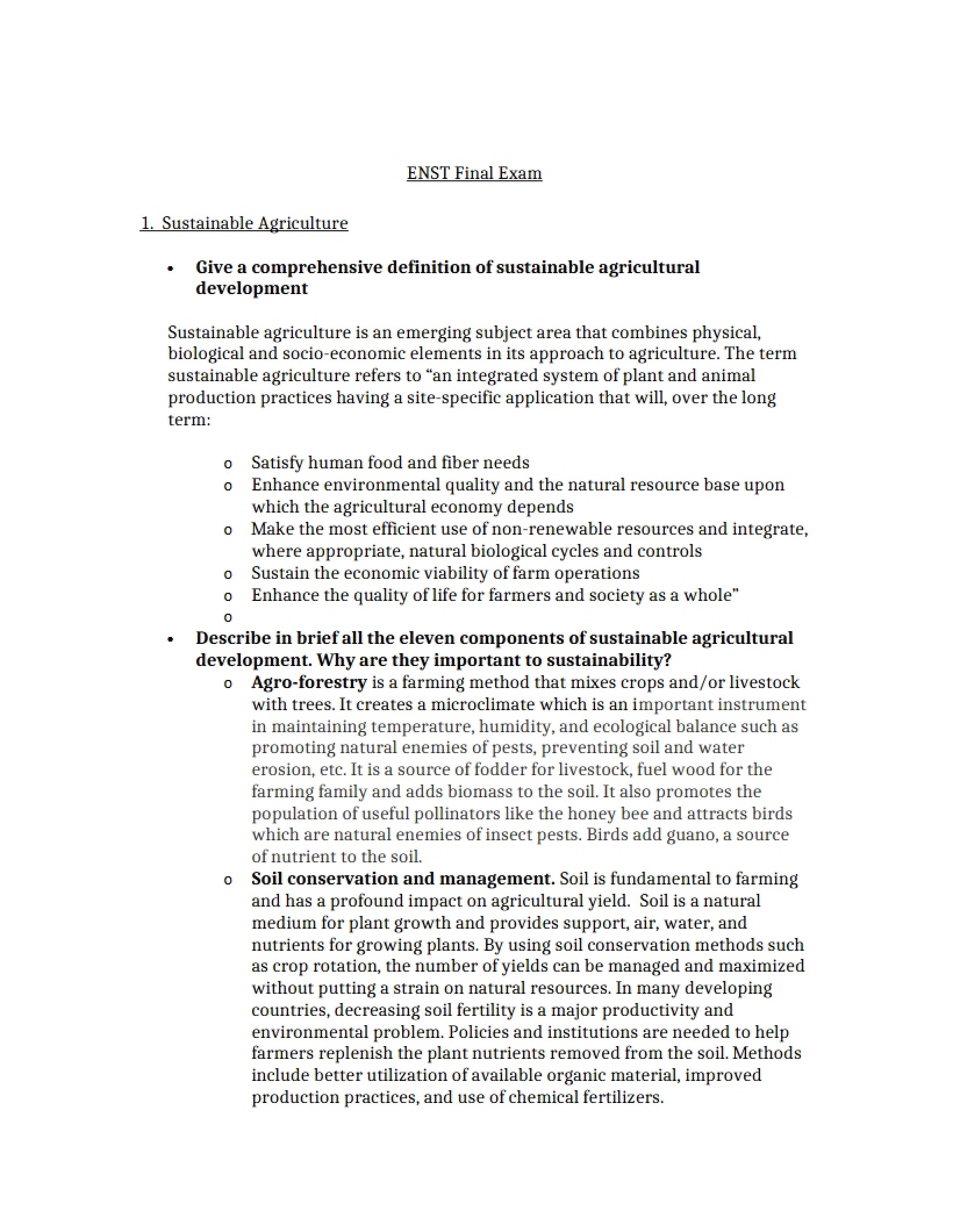 Examination for Final