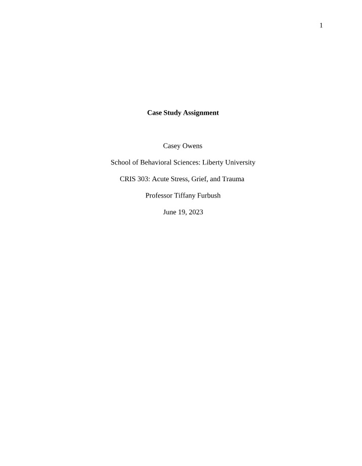 CRIS 303 Assignment - Case Study