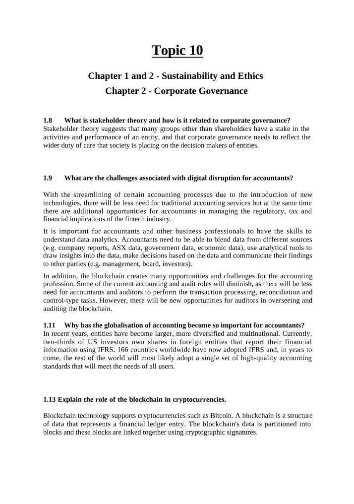 Corporate Governance and its Relation to Stakeholder Theory