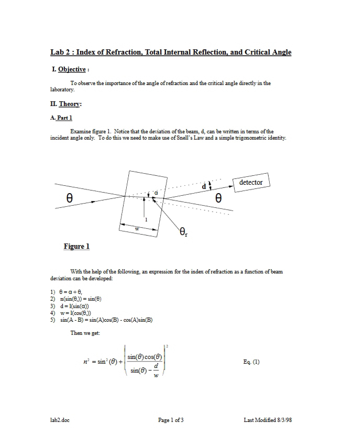 Critical Angle and Total Internal Reflection Refraction Index