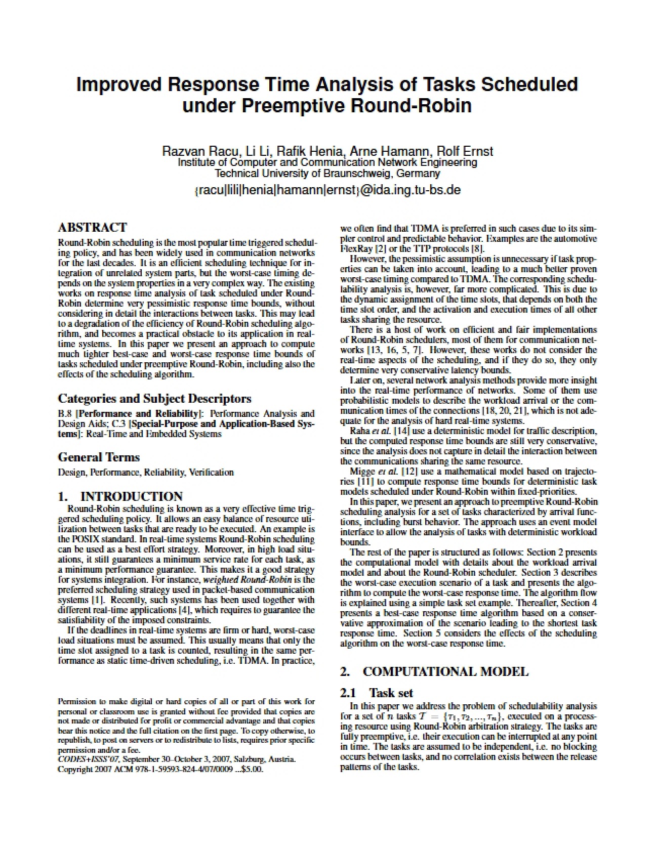 Analysis of Response Time