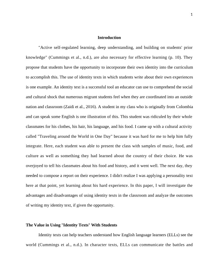 Education and Identity Texts