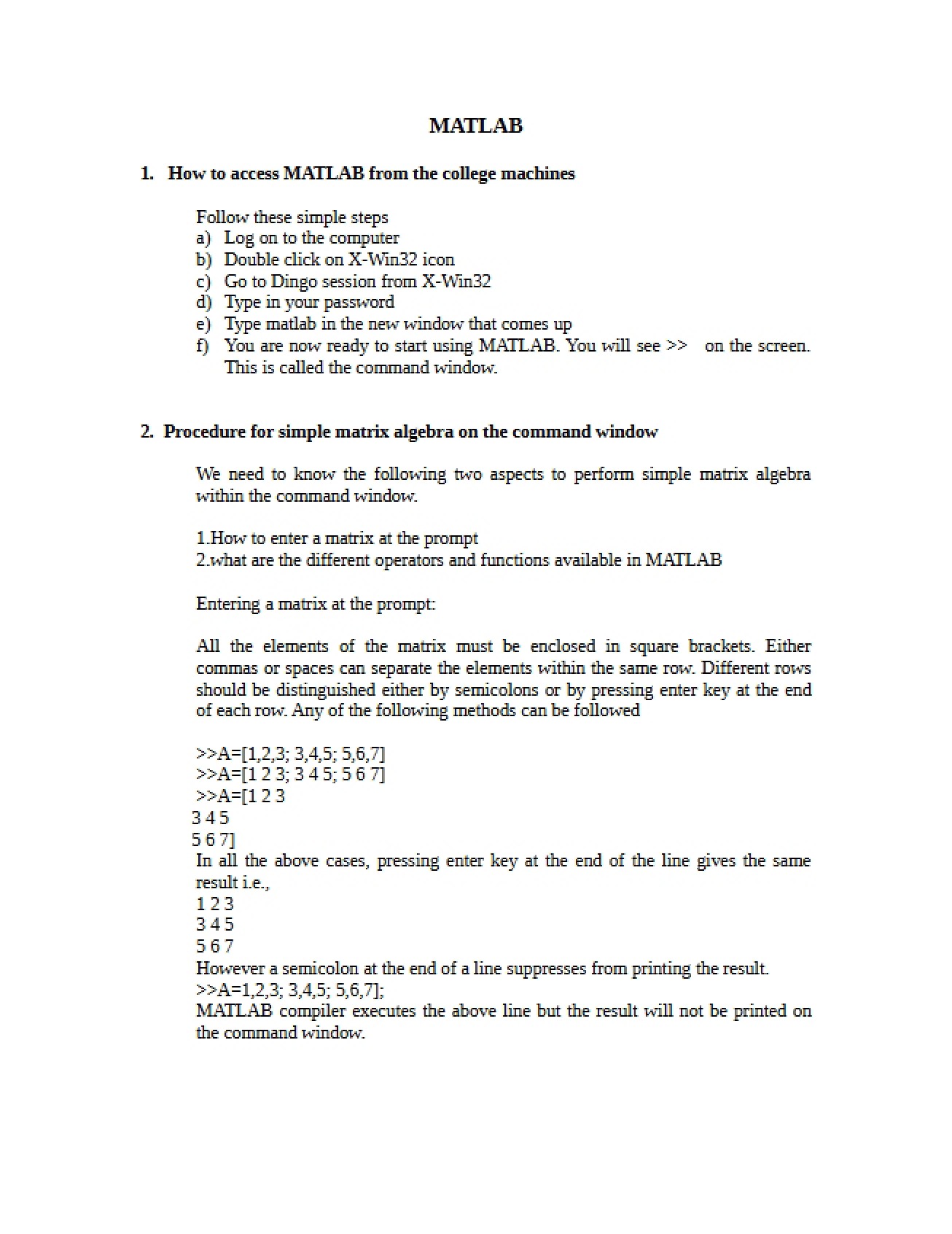 Introduction to MATLAB in Process Control