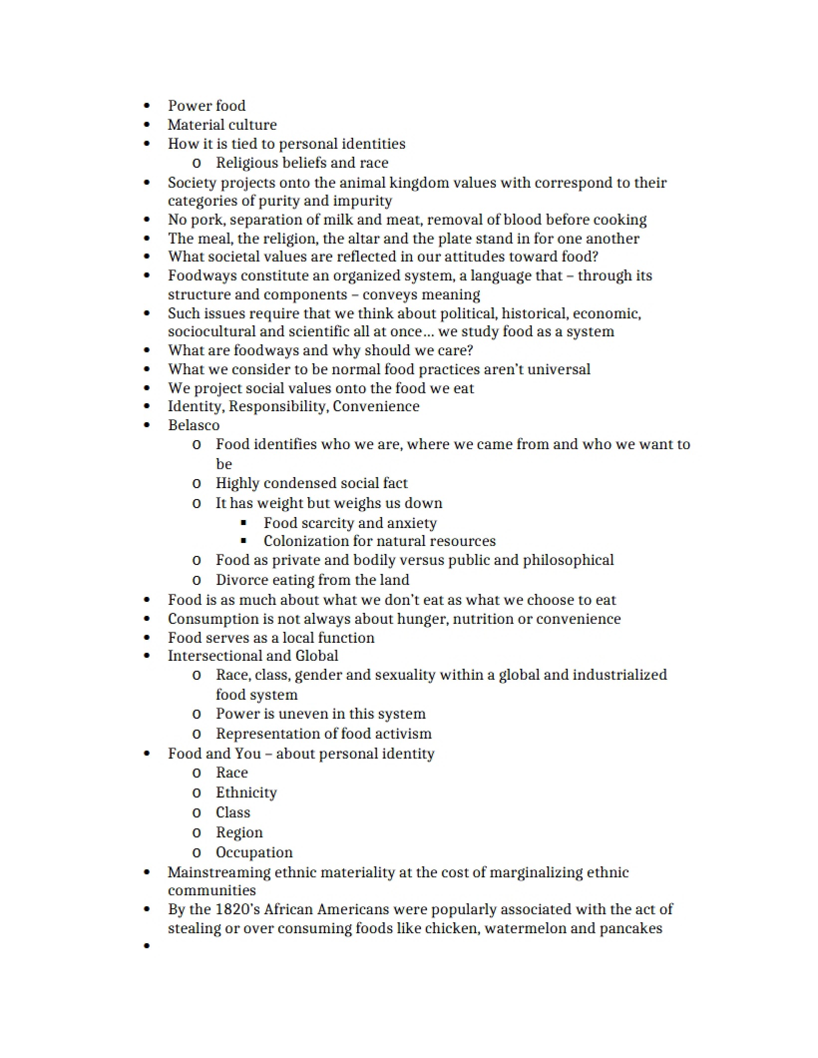 Notes from Lecture