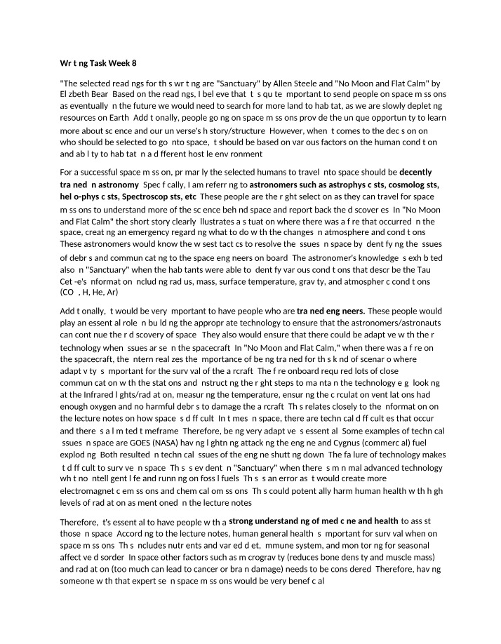 Week 8 Writing Task