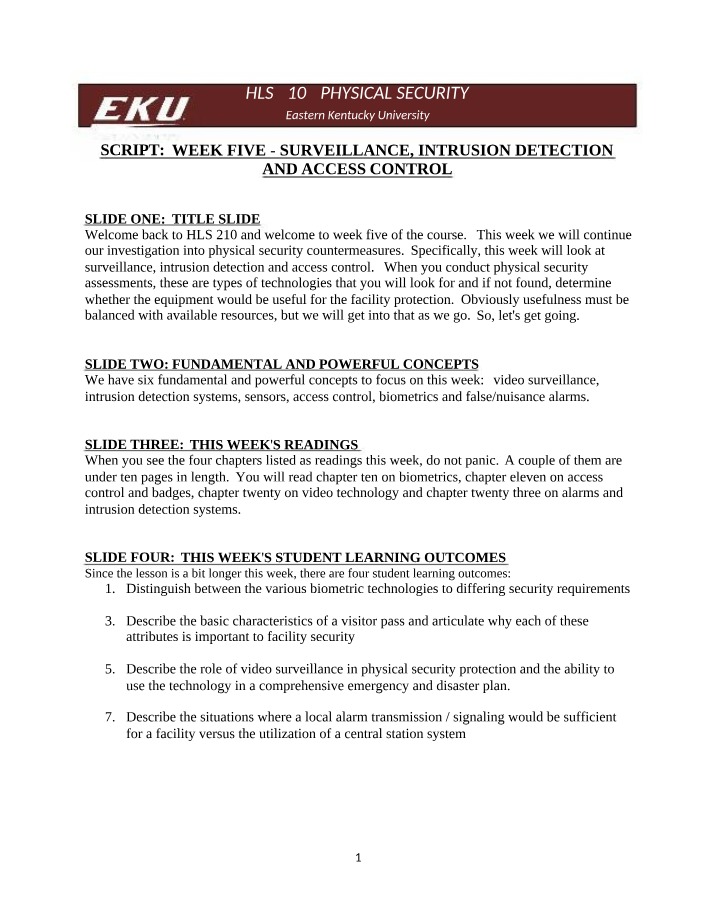 Physical Security - Introduction to Video Surveillance