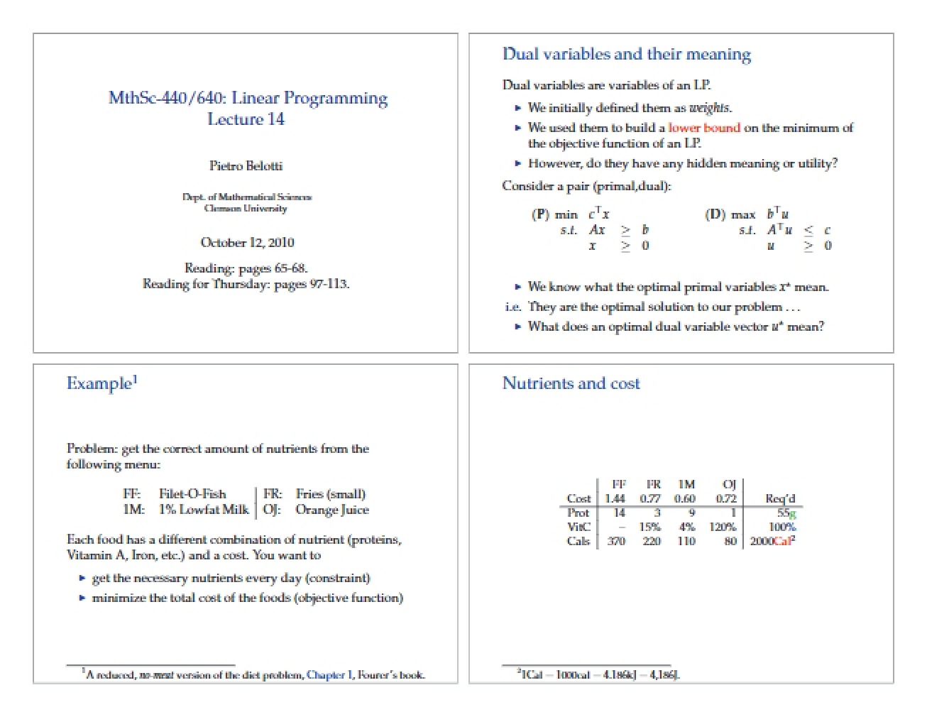 Linear Programming Lecture Five