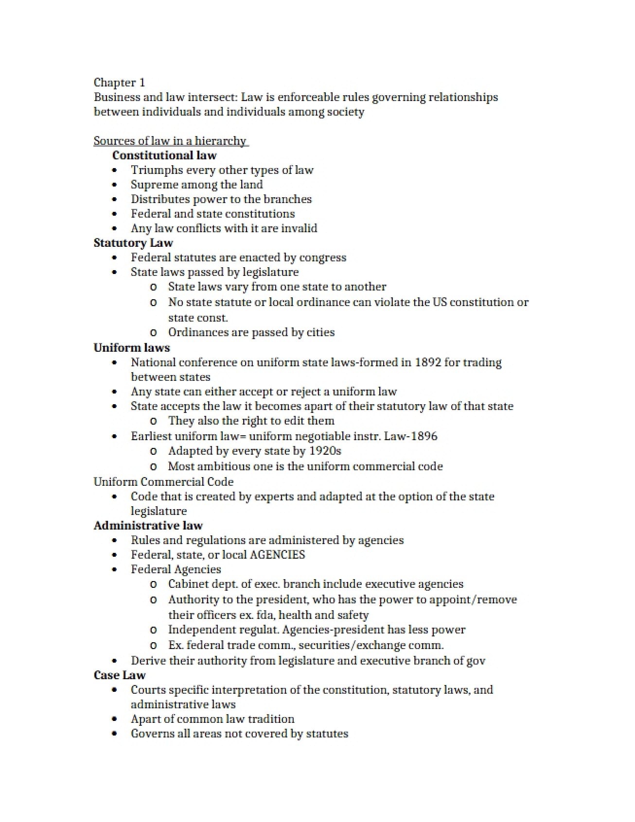 Intersection of Law and Business Chapter One