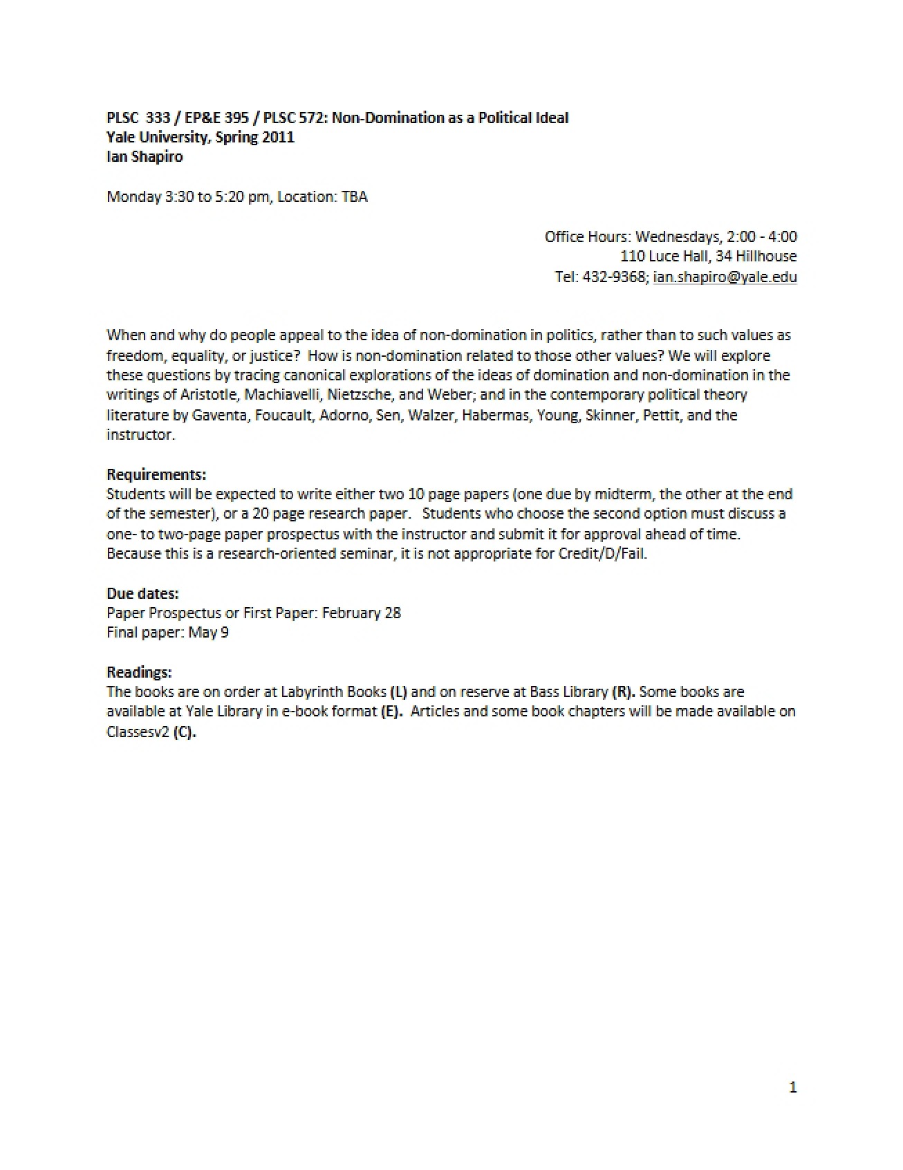 Course Syllabus