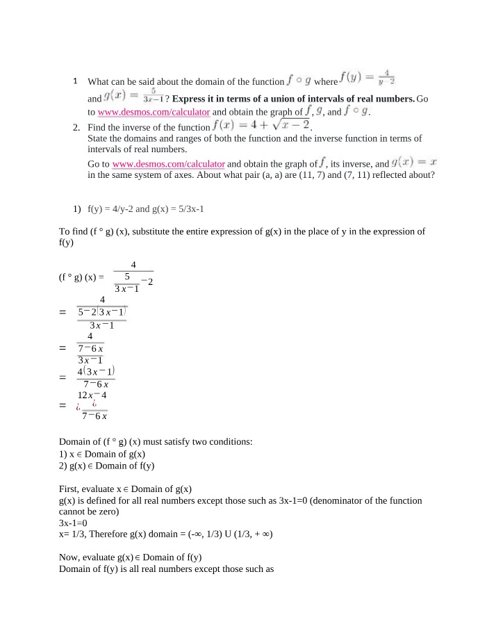 Functions and Inverses - Graphs and Analysis