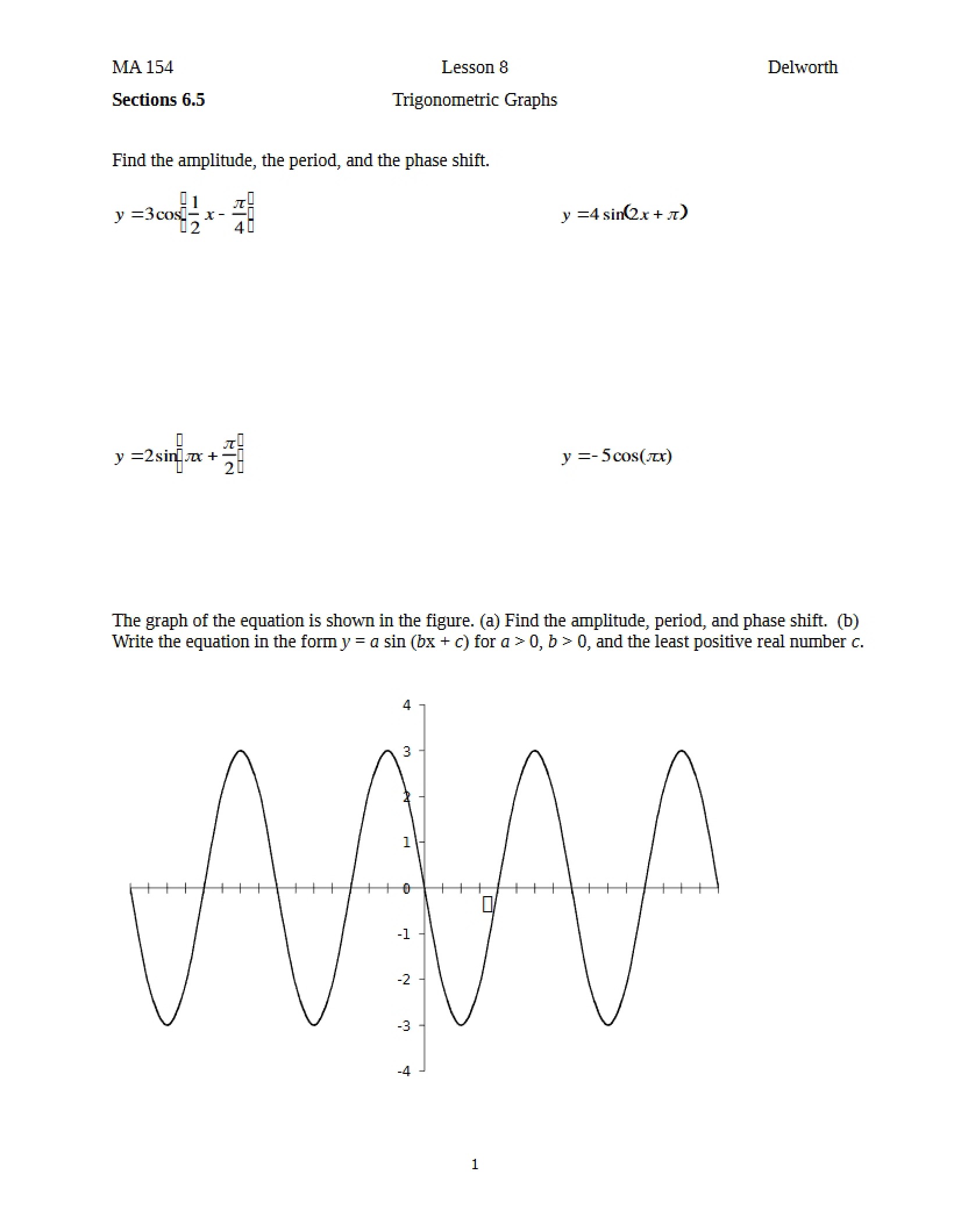 Graphs in Trigonometry