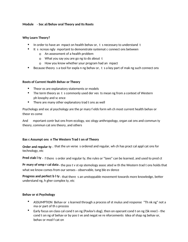 Social-Behavioral Theory and Its Roots - Module 4