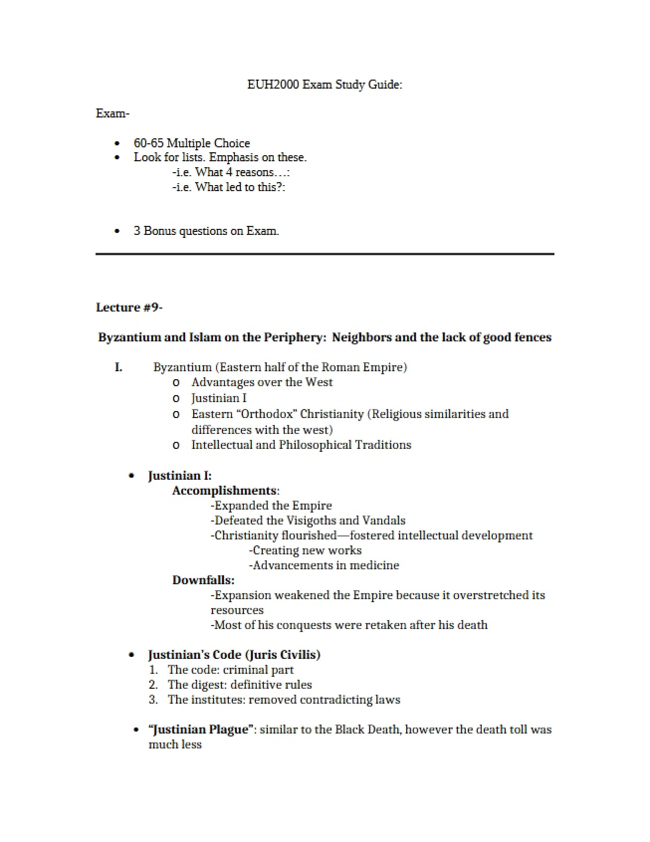 Lecture Nine Islam and Byzantium on the Fringe